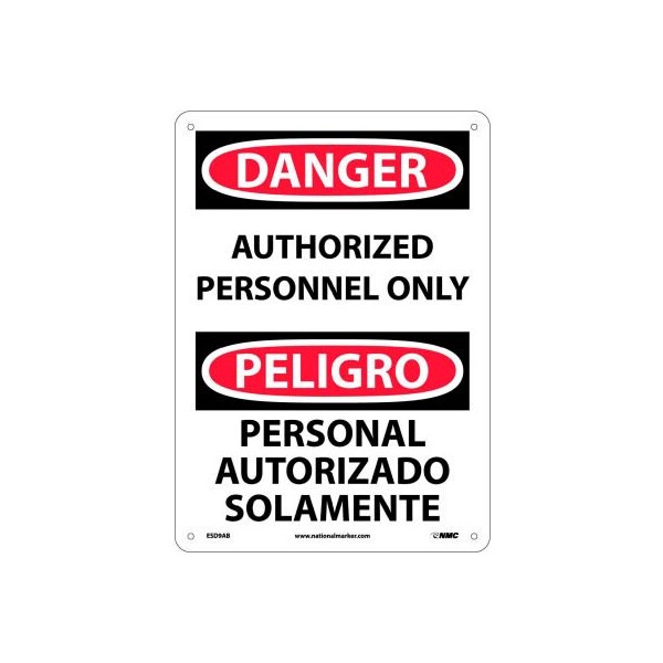 Bilingual Aluminum Sign - Danger Authorized Personnel Only